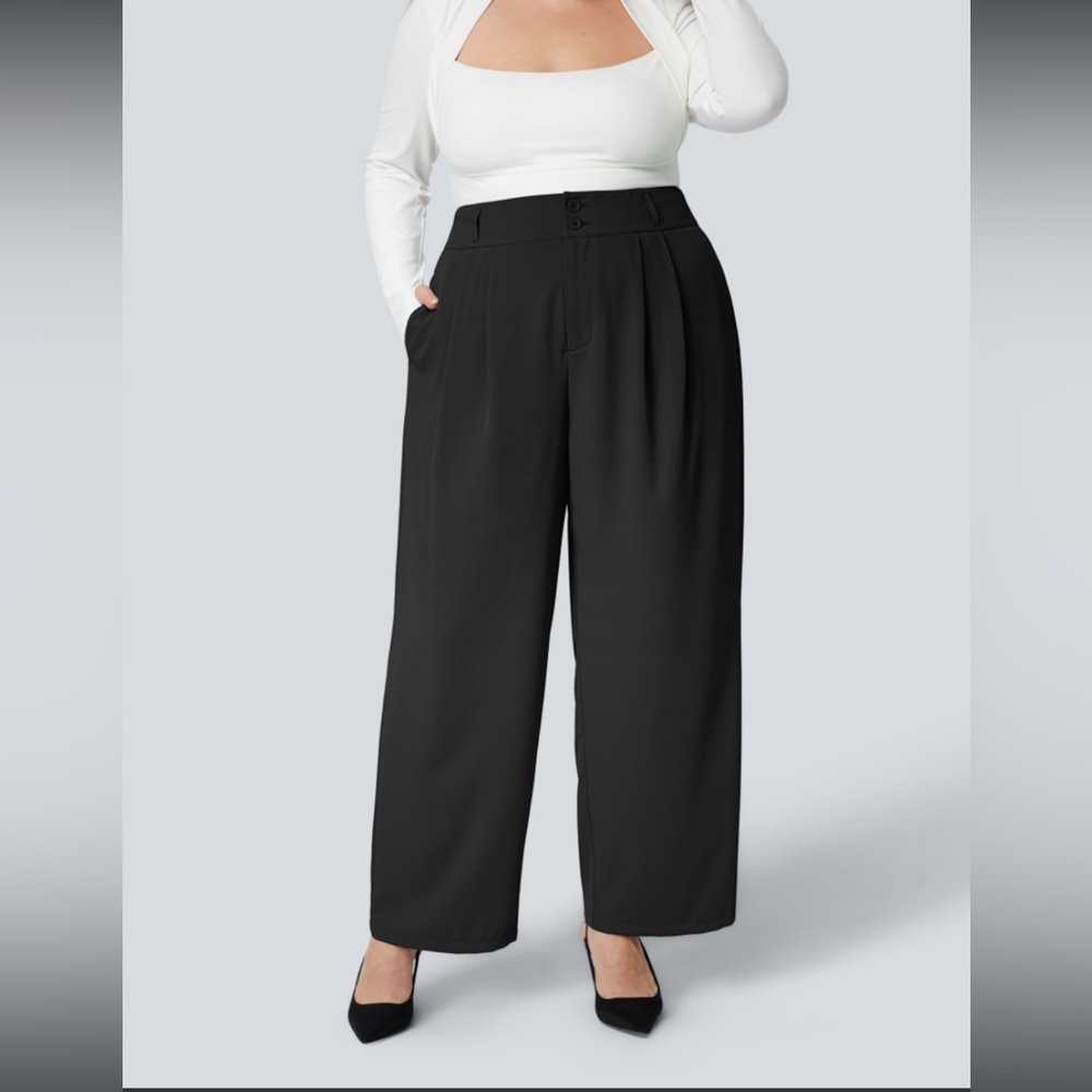 Wide Leg High-Rise Pants in Black